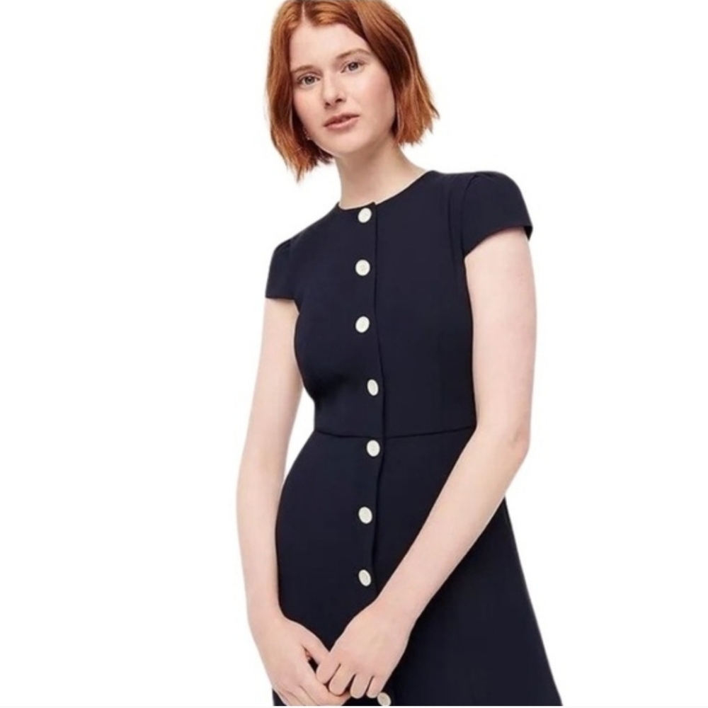 J.Crew Button-front Cap-sleeve Button front dress… - image 2
